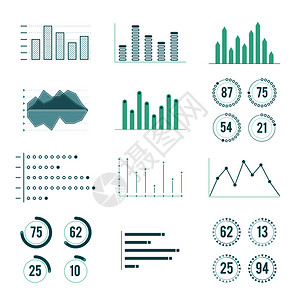 线图表和进度条矢量线图信息表等可视化信息图和线等图片