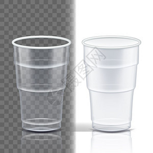 塑料杯透明矢量模拟咖啡饮料杯一次餐具清除空容器冷或热饮孤立的3个现实插图包裹空白冷或热饮孤立的个现实插图图片