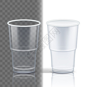 塑料杯透明矢量清洁对象饮料杯可支配餐具清空容器冷或热饮隔离的三张现实插图模板容器可支配餐具清空容器冷或热饮图片