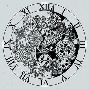 监视器部件带古轮的时钟装置矢量说明带古轮装置的时钟有古轮的钟式矢量说明背景图片