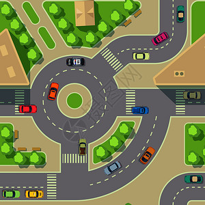 汽车 红绿灯 路口插画_汽车 红绿灯 路口卡通_汽车 红
