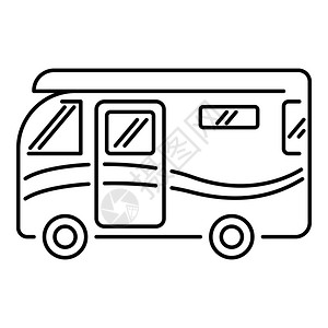 旅行野营车图标用于网络的野营车面包矢量图标的大纲插旅行野营车图标大纲样式图片