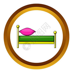 金圆的儿童床矢量图标在白色背景中孤立的漫画风格儿童床矢量图标图片