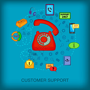 呼叫中心旧电话网络呼叫中心矢量概念的卡通插图旧电话卡通风格图片