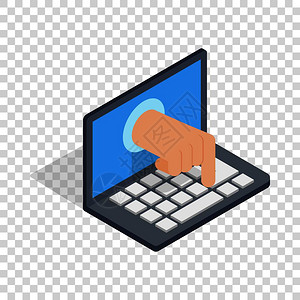 笔记本键盘在透明背景矢量图解上通过膝型计算机等量图示3d盗取数据通过膝上型计算机等量图示窃取数据插画