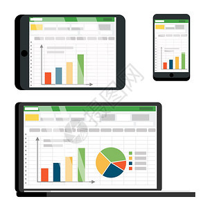平板智能手机矢量屏幕上的电子表格带有信息图派表数据分析统计商业转换会计平板图解智能手机矢量屏幕上的电子表格图片