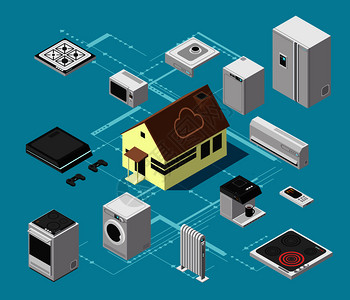 智能室内技术系统和无线电子设备等量矢概念设备无线控制矢量说明图片