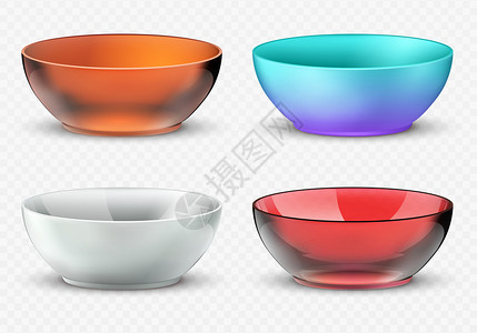 空现实的病媒食物碗塑料玻璃和瓷板厨房餐具食品碗玻璃餐具空容器的病媒食物碗背景图片