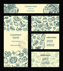 病媒身份证横幅小册子商业卡模板装有涂面画成的水果和蔬菜素食生态品说明图片