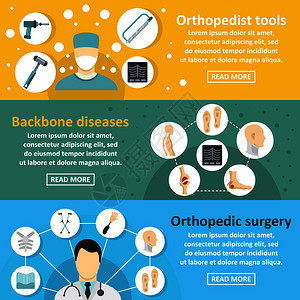 矫形者护理横幅设置3张整形者护理矢量的平面图示张整形者护理矢量横的网络矫形者护理横的幅设置平板风格图片