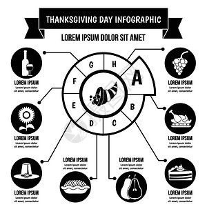感恩日的信息图横幅概念简单演示感恩日的信息矢量海报概念用于网络感恩日信息图概念简单风格图片