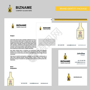 瓶装饮料商业信头封和访问卡片设计矢量模板背景图片