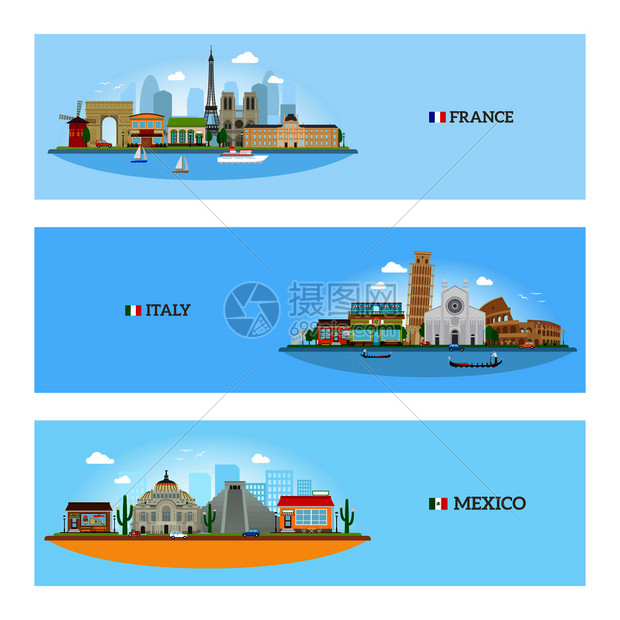 法郎意大利和墨西哥的天线横幅矢量说明法郎意大利和墨西哥的天线图片