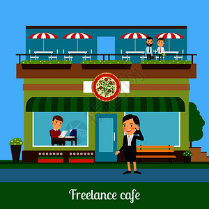 工作人员自由咖啡厅矢量说明工作人员自由咖啡厅图片