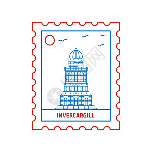 吉婆岛城市名声邮票插画