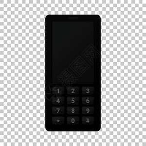 黑色手机模拟型真实的黑移动电话网络矢量模拟图示黑色移动电话模拟型现实的风格图片