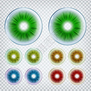 具有不同绿色和红棕黄和蓝的切合实际医疗装置用于正确视觉的现代附件3d插图图片