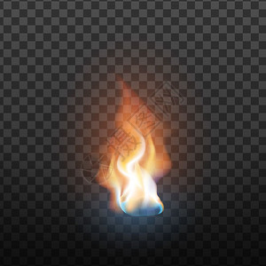 燃烧的火焰元素矢量透明网格背景中隔绝的火焰热单燃烧橙色火焰点喷灯光舌效应3d插图实际设计燃烧元素矢量背景图片