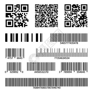 超级市扫描码条和克工业价格黑色标签实事求是的孤立矢量集条码超市扫描条和克工业价格标签孤立的矢量集图片