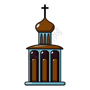 教堂建筑图示用于网络设计的教堂建筑矢量图示的漫画插风格图片