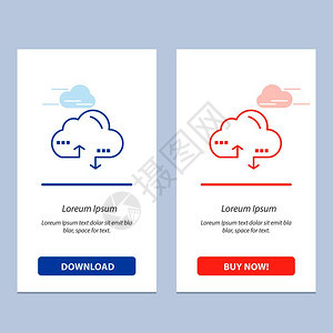 云计算链接数据蓝红色下载和购买网络元件卡模板图片