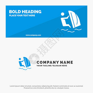 冲浪水风体育固图标网站横幅和商业标识模板图片