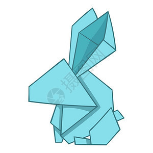 折纸兔子图标用于网络设计的折纸兔子矢量图标的动画插折纸兔子标卡通风格图片