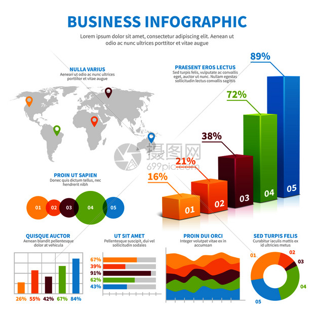 3d图表和的商务信息矢量模板数据可视化财务概念插图条和可视化增长财务图的示例数据可视化财务概念图片