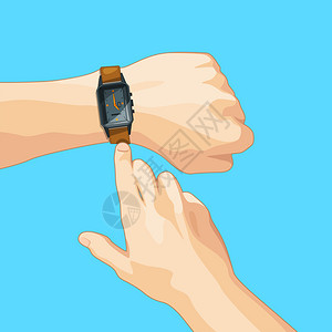 手表矢量使用机械手表的商业概念图象矢量示分离时间钟和手表腕观察背景