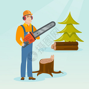 伐木工人砍树背景图片