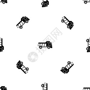黑色无缝玩具卡车模式矢量图图片