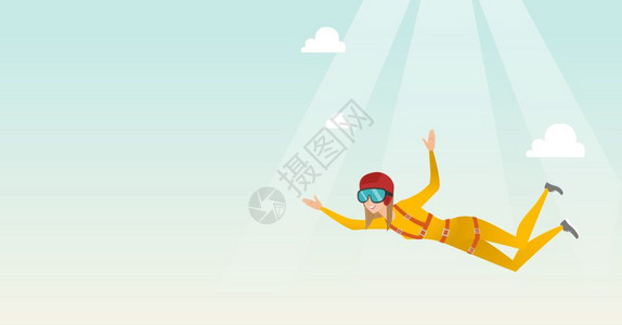 空中极限运动跳伞的女子图片