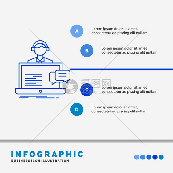 支持聊天客户服务网站和演示文稿的帮助信息图表模板图片