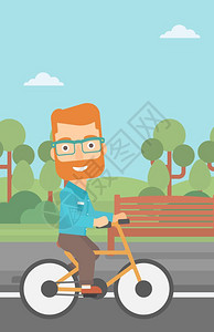 在公园矢量寓设计图垂直布局骑自行车的男人图片