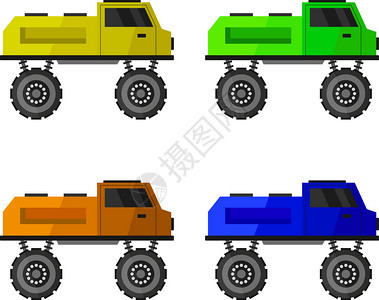 四台卡车设计矢量图图片