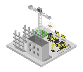 工地模型3D矢量插画图片