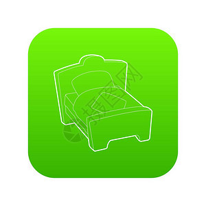 绿色背景白色线条大床设计图图片