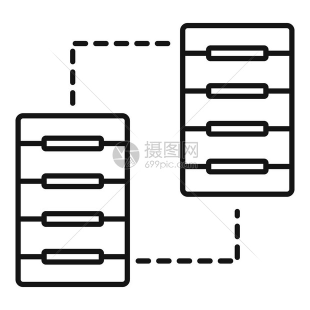 服务器通信图标大纲服务器通信矢量图标用于在白色背景上孤立的网络设计服务器通信图标大纲样式图片