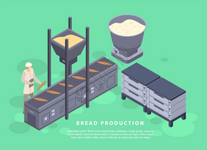 面包生产概念横幅面包生产矢量概念横幅用于网络设计面包生产概念横幅等度风格图片