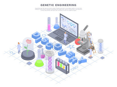 实验室遗传工程概念横幅实验室遗传工程矢量概念横幅用于网络设计等量图示图片