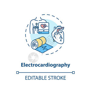 心电图概念标心脏筛查医学检想法细线插图cvd诊断心脏节奏监测矢量孤立大纲rgb彩色绘图可编辑中风图片