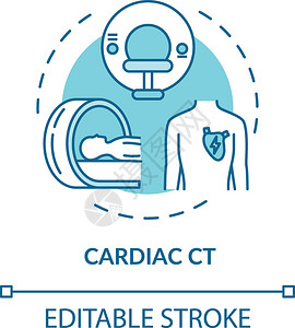 心电图概念标x射线扫描心血管疾病诊断心血管疾病诊断设想细线插图立体扫描计算断层摄影矢量孤立外观rgb彩色绘图可编辑的中风心电图概图片