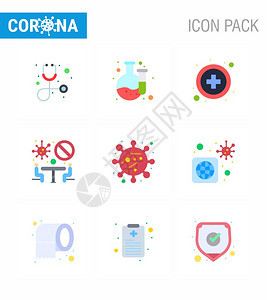 corna2019ncovid19全世界预防图标集corna医疗标志虫团队媒设计要素图片