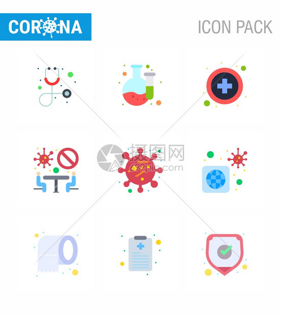 corna2019ncovid19全世界预防图标集corna医疗标志虫团队媒设计要素图片