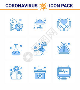 25个科罗纳紧急图标蓝色设计如医疗测试护理科学气瓶共冠2019NV图片