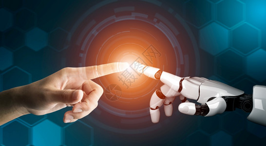 帮助人类3d使未来机器人技术开发工智能和机器学习概念成为未来机器人技术开发3d为人类未来生命进行全球机器人生物科学研究背景