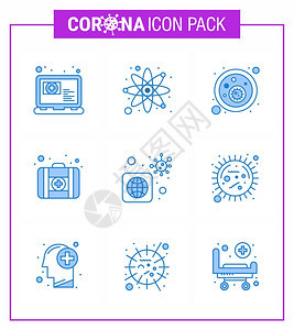 25个科罗纳紧急图标的蓝色设计如全球范围血液细菌医药急救2019NV2019NV病媒设计要素等图片