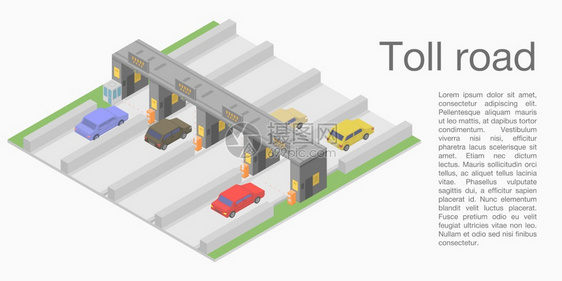 公路收费概念横幅设计的公路收费矢量图图片