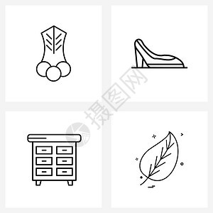 现代风格由基于樱桃橱柜假日鞋抽屉矢量说明的4行象形阵列组成图片