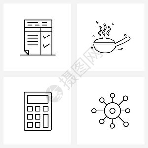 列表计算器订单厨房dna矢量图解的4条线符号集图片
